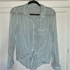 Stripped tie front blouse